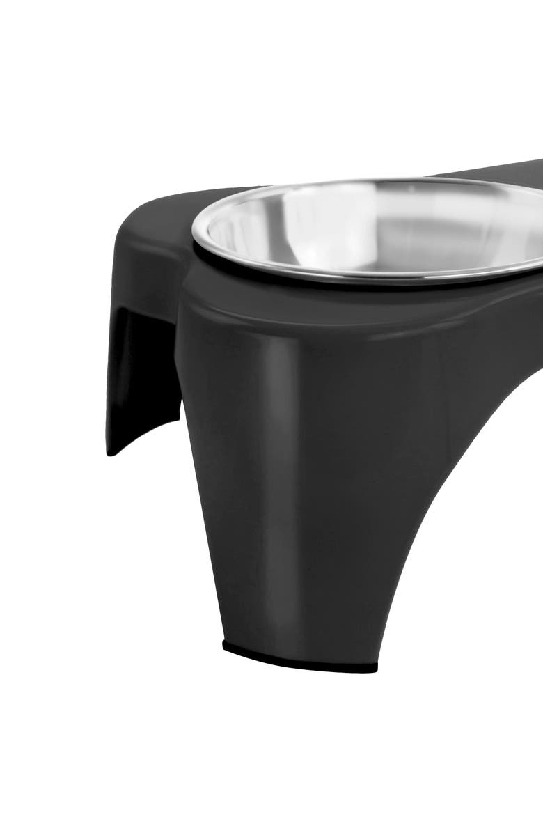 Gibson Home Bow Wow Meow 3 Piece Elevated Pet Bowl Dinner Set, Alternate, color, Black