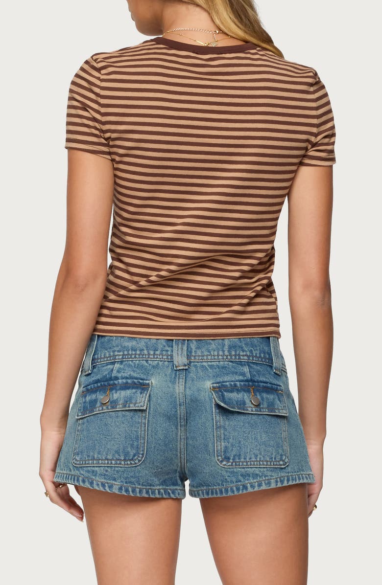 EDIKTED Nessie Stripe T-Shirt, Alternate, color, Brown