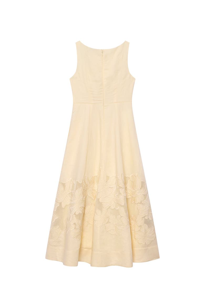 Linen Blend Lace Midi Dress, Alternate, color, Yellow