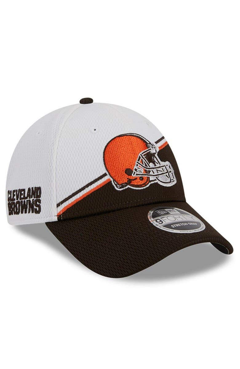 New Era Men's New Era White/Brown Cleveland Browns 2023 Sideline 9FORTY Adjustable Hat, Main, color, White