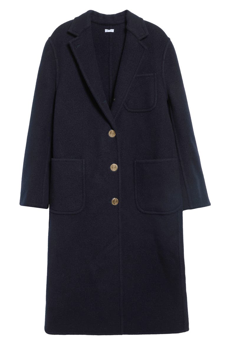 Bell Sleeve Virgin Wool Coat, Main, color, NAVY