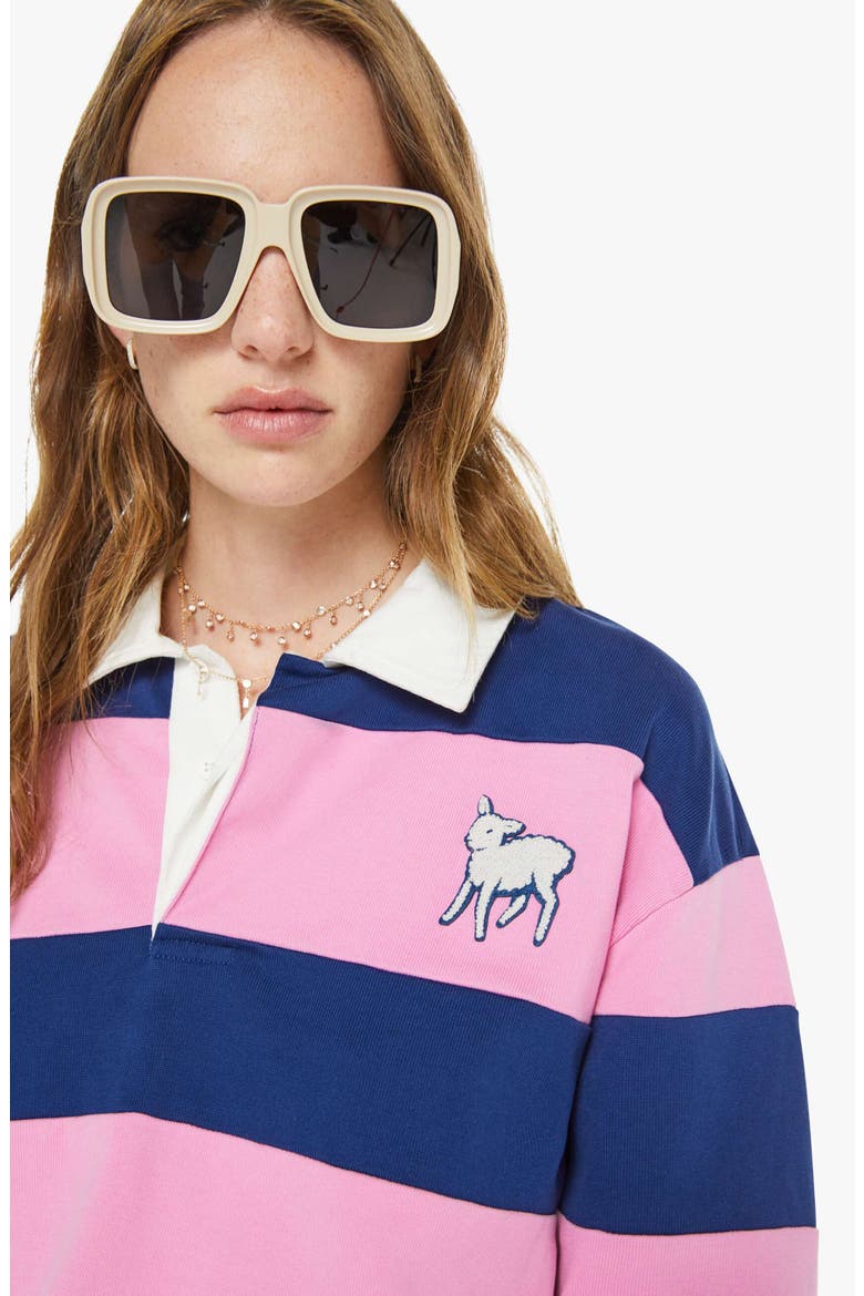 Piece Huddle Cotton Rugby Polo, Alternate, color, ESTATE BLUE AND BEGONIA PINK