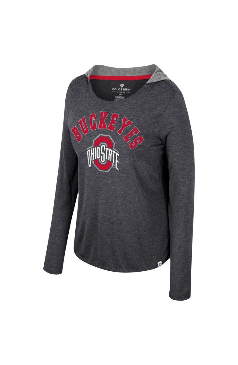 COLOSSEUM Women's Colosseum  Black Ohio State Buckeyes Distressed Heather Long Sleeve Hoodie T-Shirt, Alternate, color, 