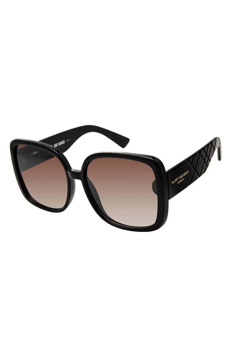 Kurt Geiger London 59mm Square Sunglasses, Alternate, color, Solid Black/ Soft Gold Flash