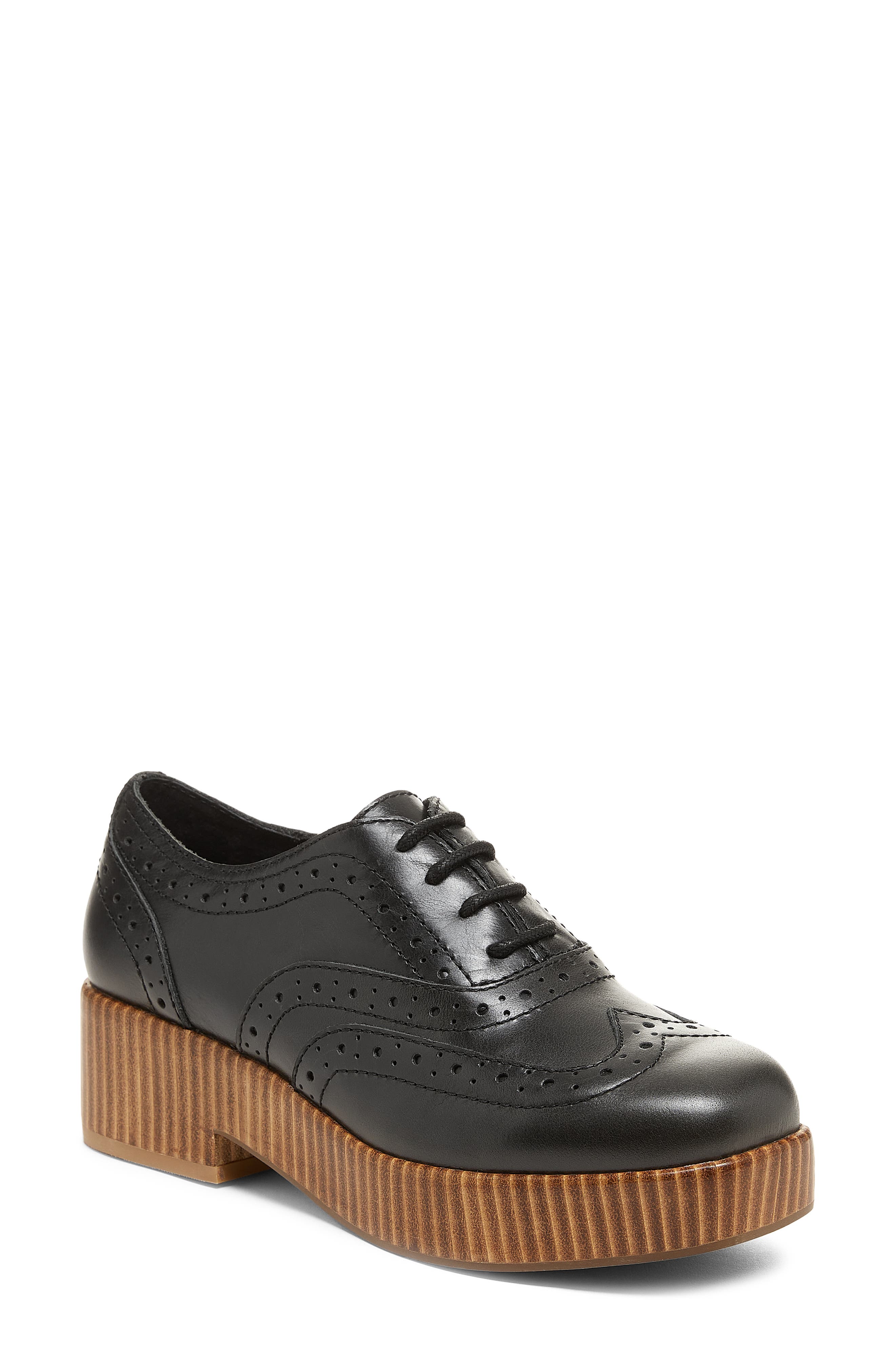 Kelsi Dagger Brooklyn Crest Platform Wingtip Oxford, Main, color, Black