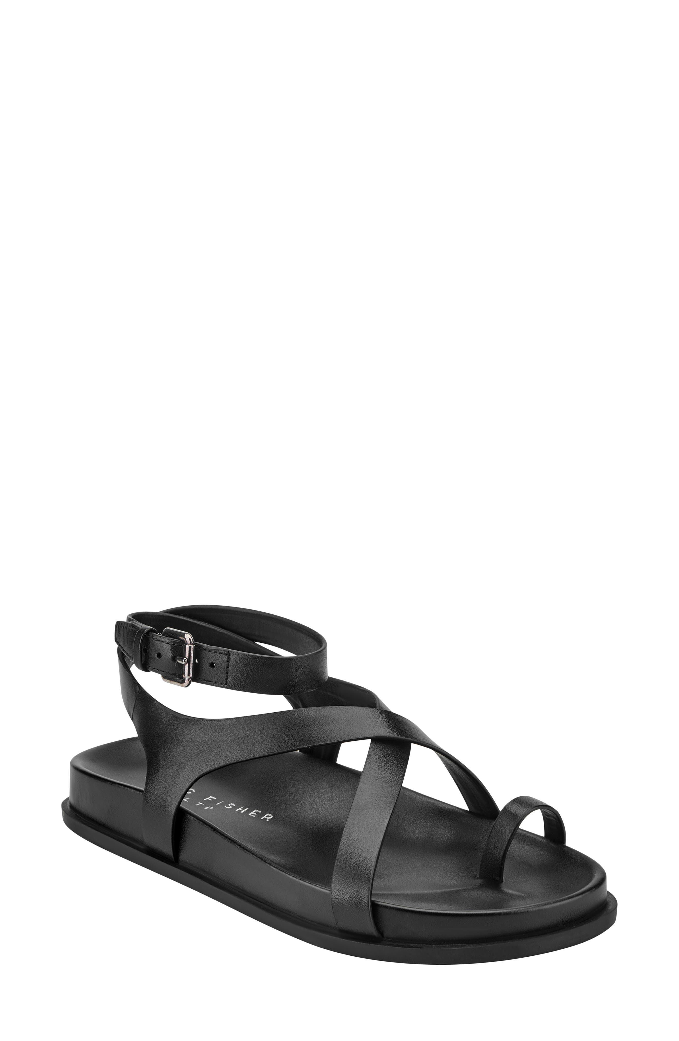 Marc Fisher LTD Bevy Ankle Strap Sandal, Main, color, Black