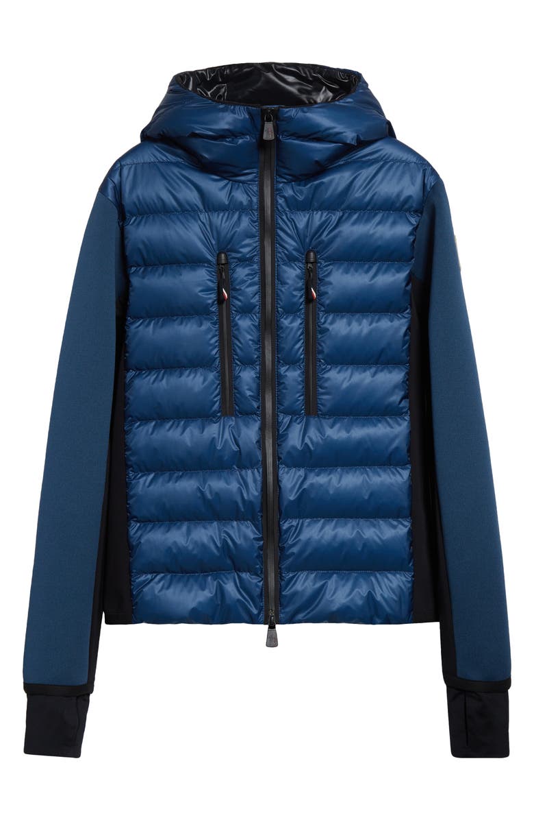 Moncler Grenoble Quilted Down & Knit Hooded Zip Cardigan, Alternate, color,