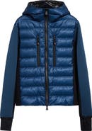 Moncler Grenoble Quilted Down & Knit Hooded Zip Cardigan