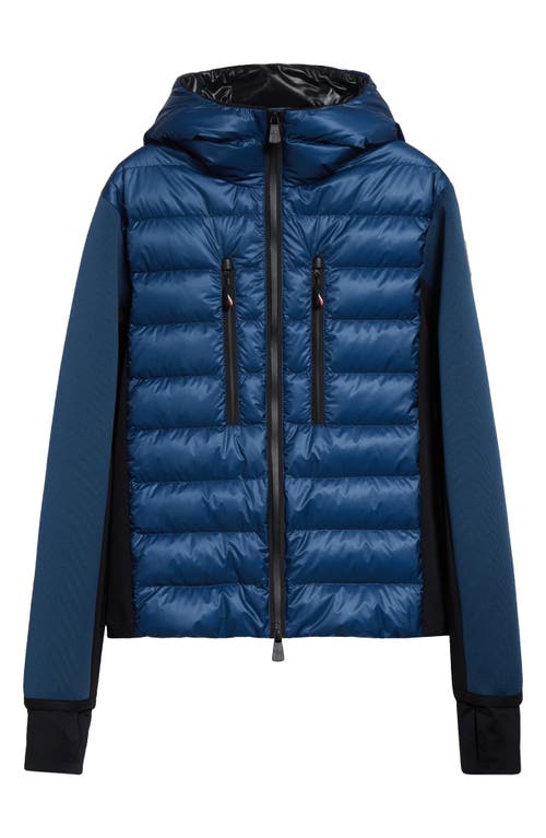 MONCLER MONCLER GRENOBLE QUILTED DOWN & KNIT HOODED ZIP CARDIGAN