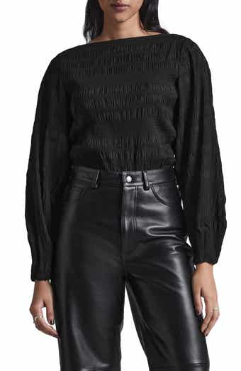 & Other Stories Shirred Bateau Neck Top
