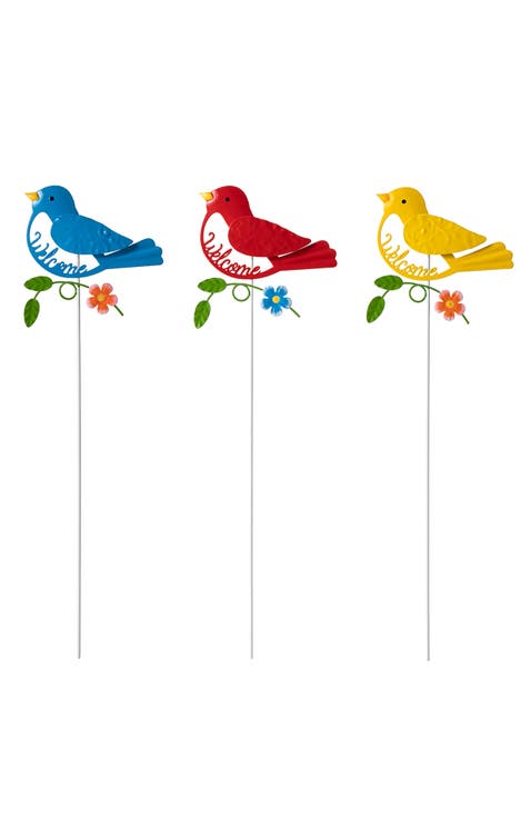 16"H Set of 3 Metal Bird Picks