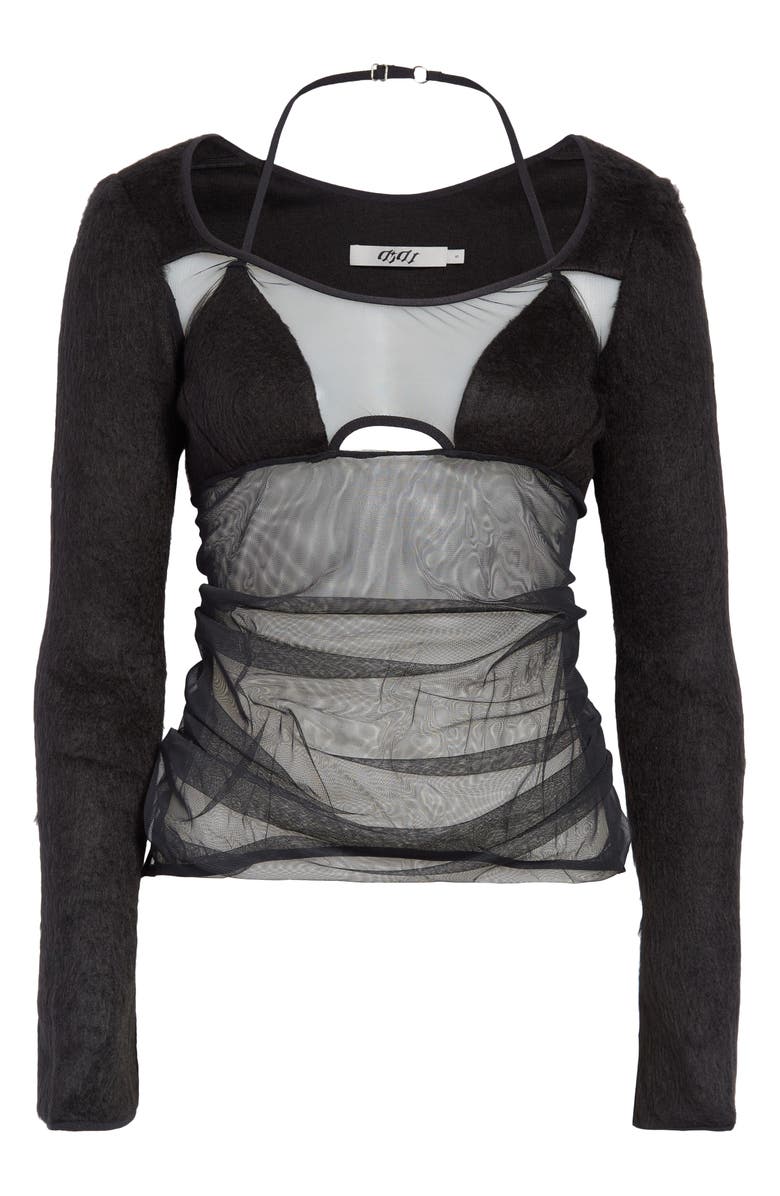 DIDU Patchwork Gathered Mesh Top, Alternate, color,