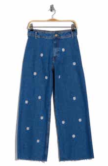 Desigual Floral Embroidered Ankle Wide Leg Jeans