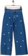 Desigual Floral Embroidered Ankle Wide Leg Jeans
