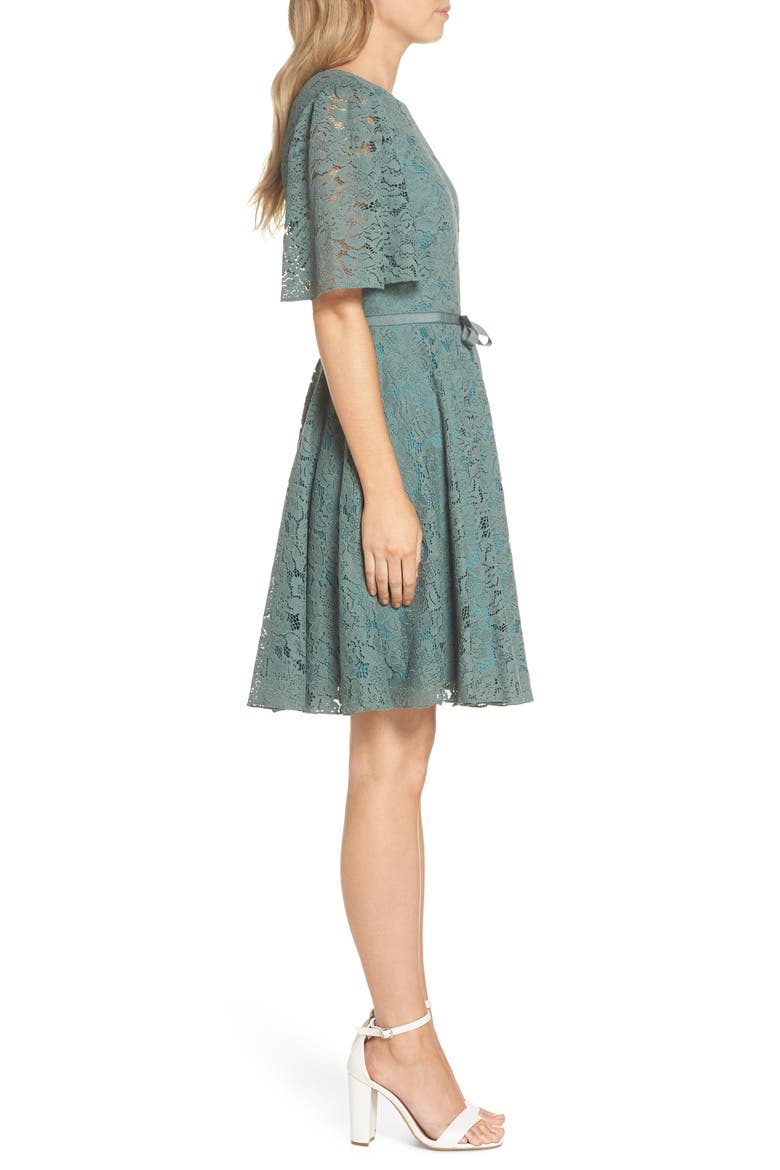 Harper Lace Fit & Flare Dress, Alternate, color, GREEN