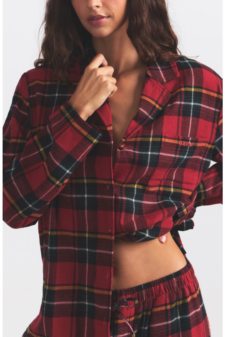Cotton Flannel Pajamas, Alternate, color, BRICK HOLIDAY PLAID