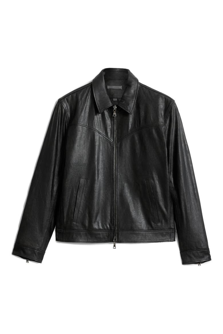 West Sheepskin Leather Zip-Up Moto Jacket, Alternate, color, BLACK