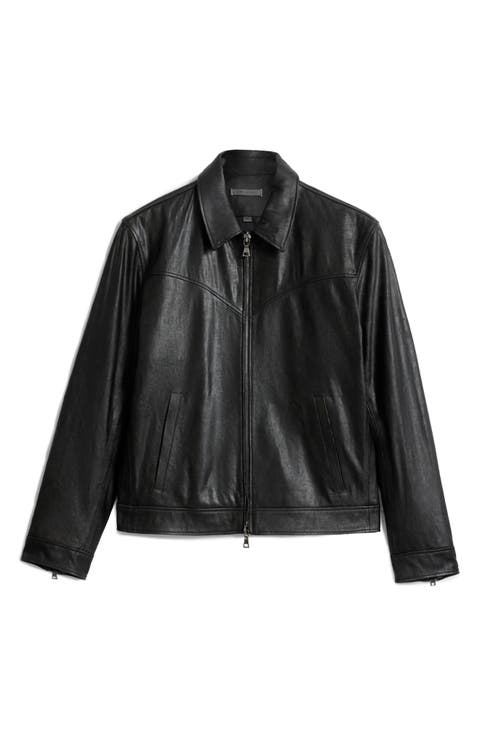 West Sheepskin Leather Zip-Up Moto Jacket