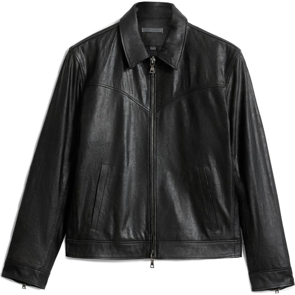 John Varvatos West Sheepskin Leather Zip-up Moto Jacket In Black