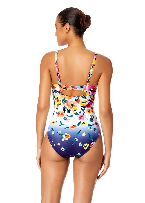 ANNE COLE GRADIENT FLORAL UNDERWIRE SURPLICE ONE PIECE SWIMSUIT