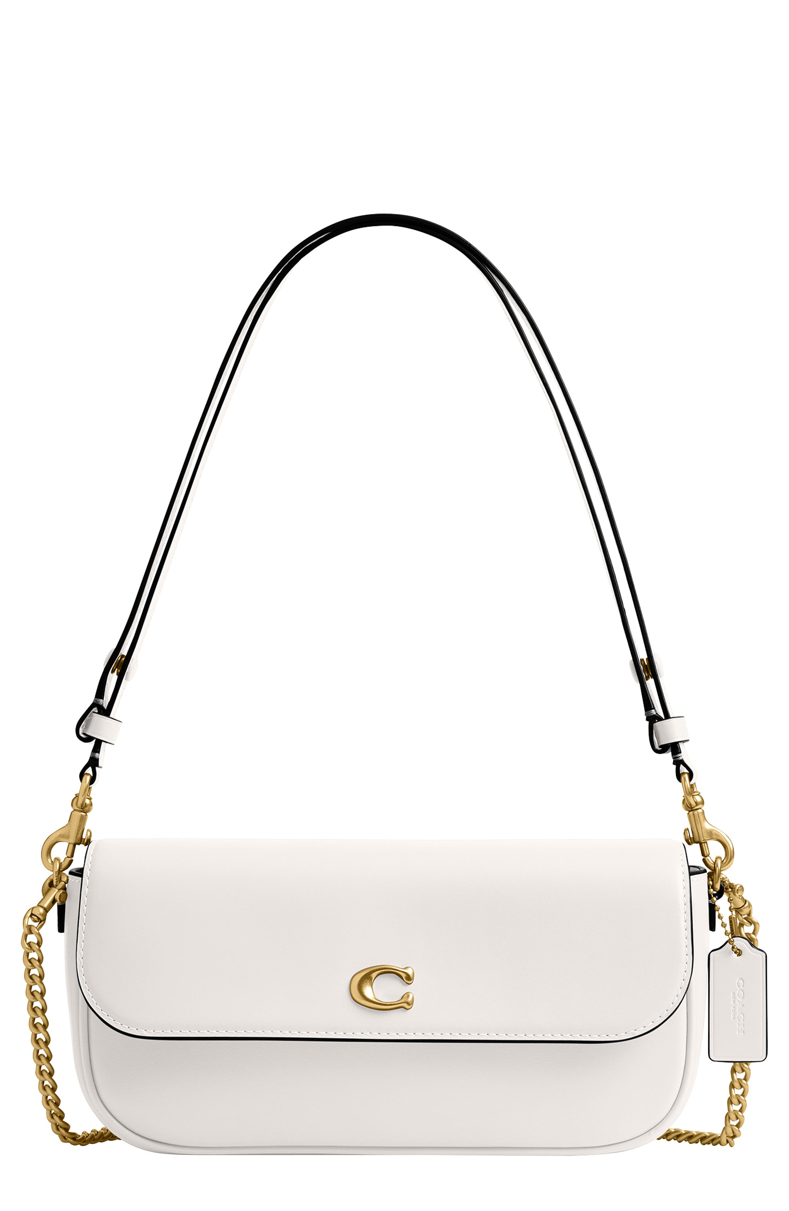 COACH Brook Refined Calf Leather Flap Chain Bag, Main, color, B4/ Chalk
