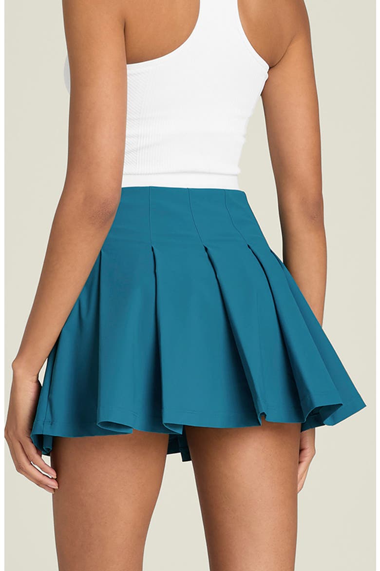 Classic Pleated Performance Miniskirt, Alternate, color, LYONS BLUE
