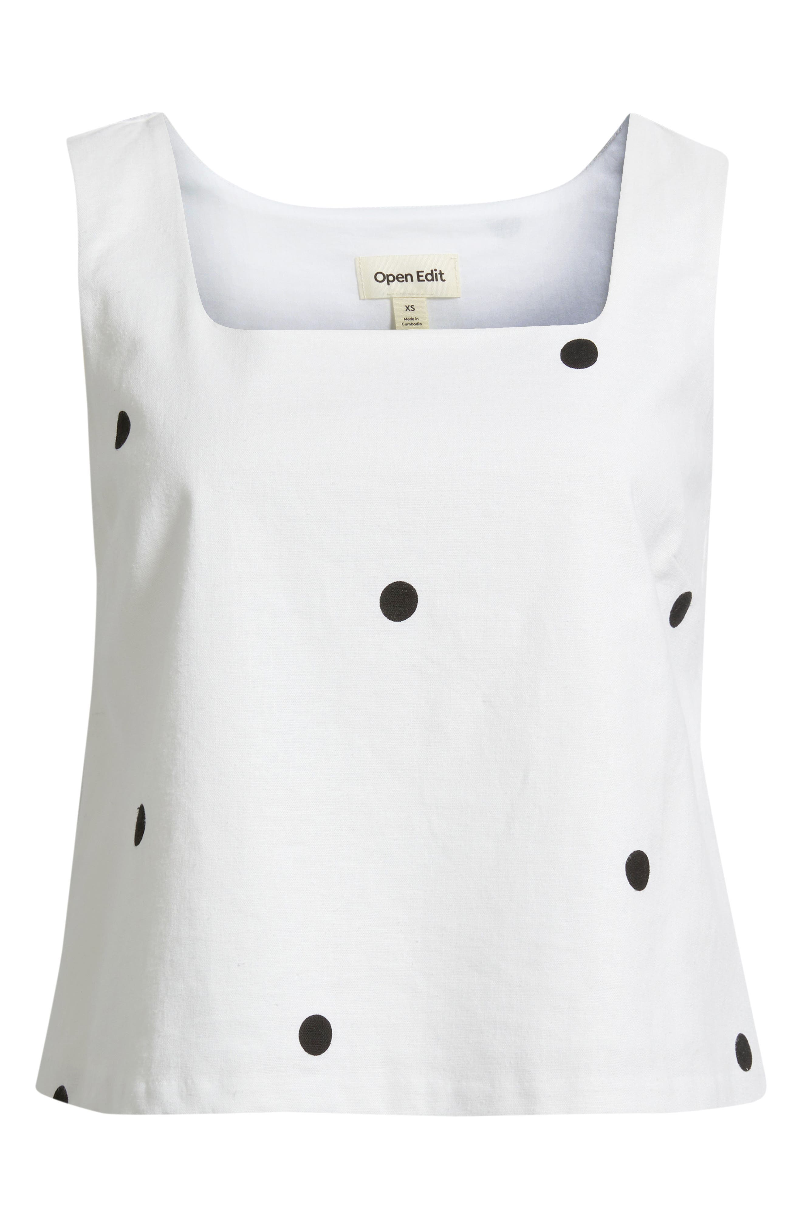 Женские Open Edit Square Neck Sleeveless Linen Blend Top — фото 7