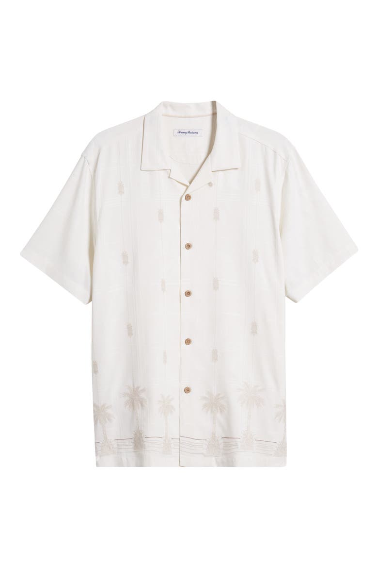 Pina Palms Embroidered Silk Camp Shirt, Main, color, CONTINENTAL
