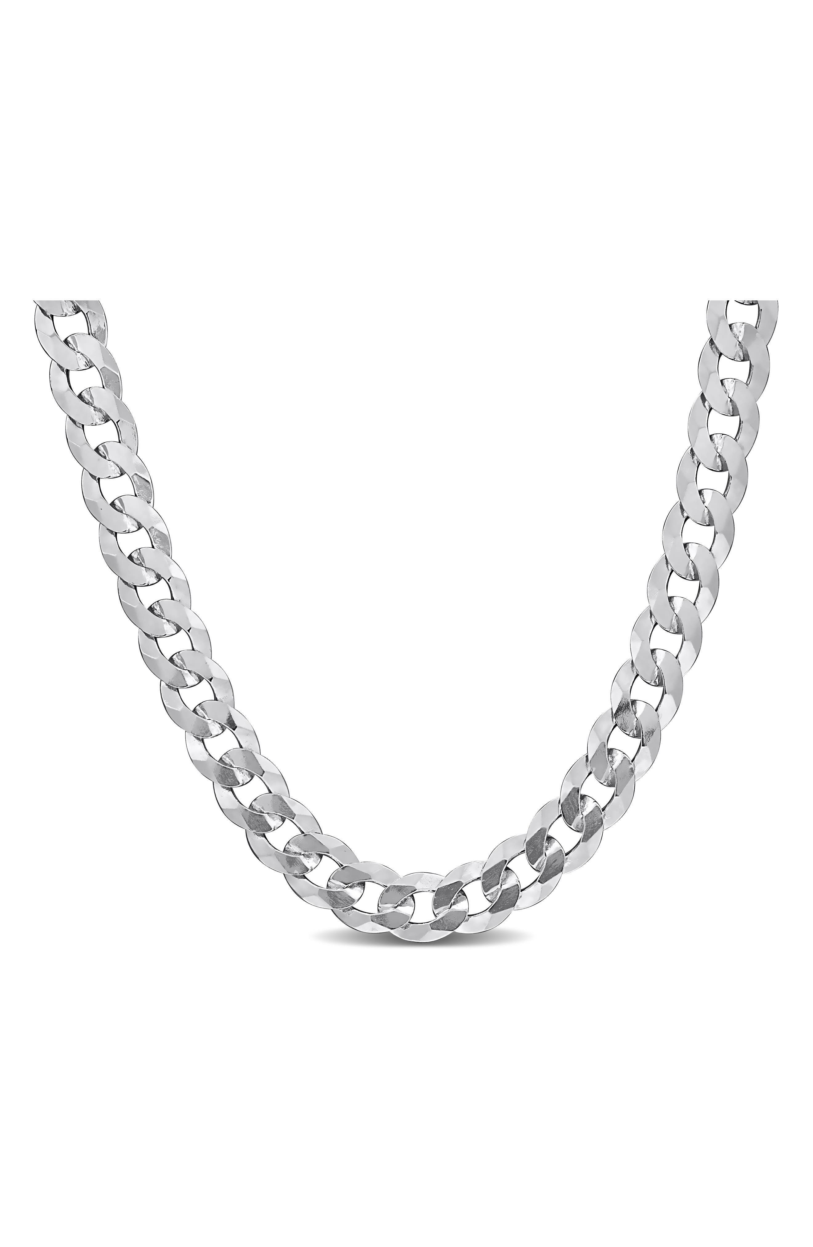 DELMAR Sterling Silver Bevel Curb Chain Necklace