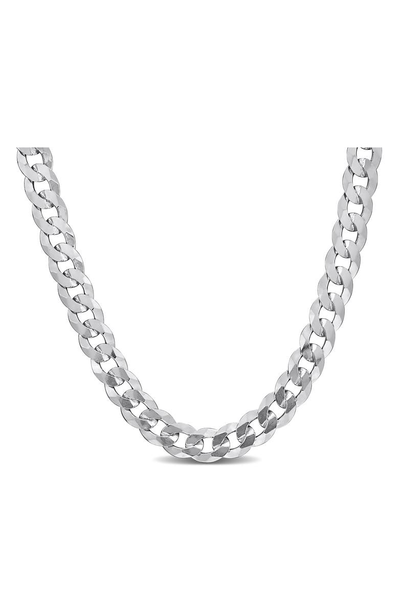 DELMAR Sterling Silver Bevel Curb Chain Necklace, Main, color, Silver