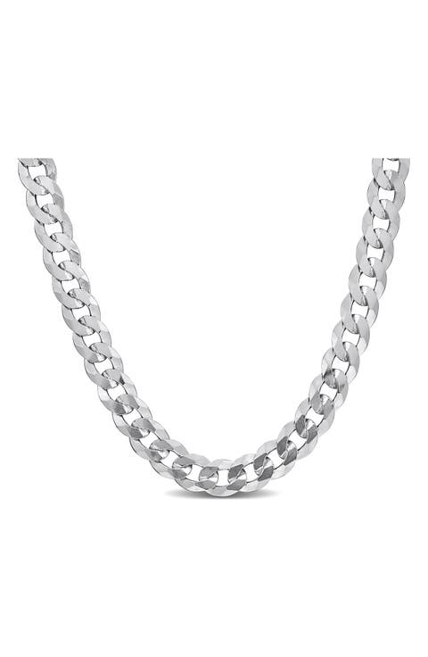 Sterling Silver Bevel Curb Chain Necklace