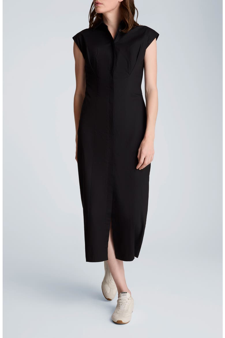 Pleated Maxi Shirtdress, Main, color, BLACK