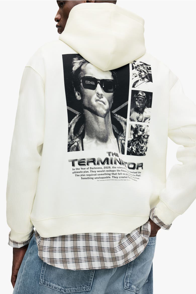 Loose Fit Printed Hoodie, Alternate, color, White/Terminator