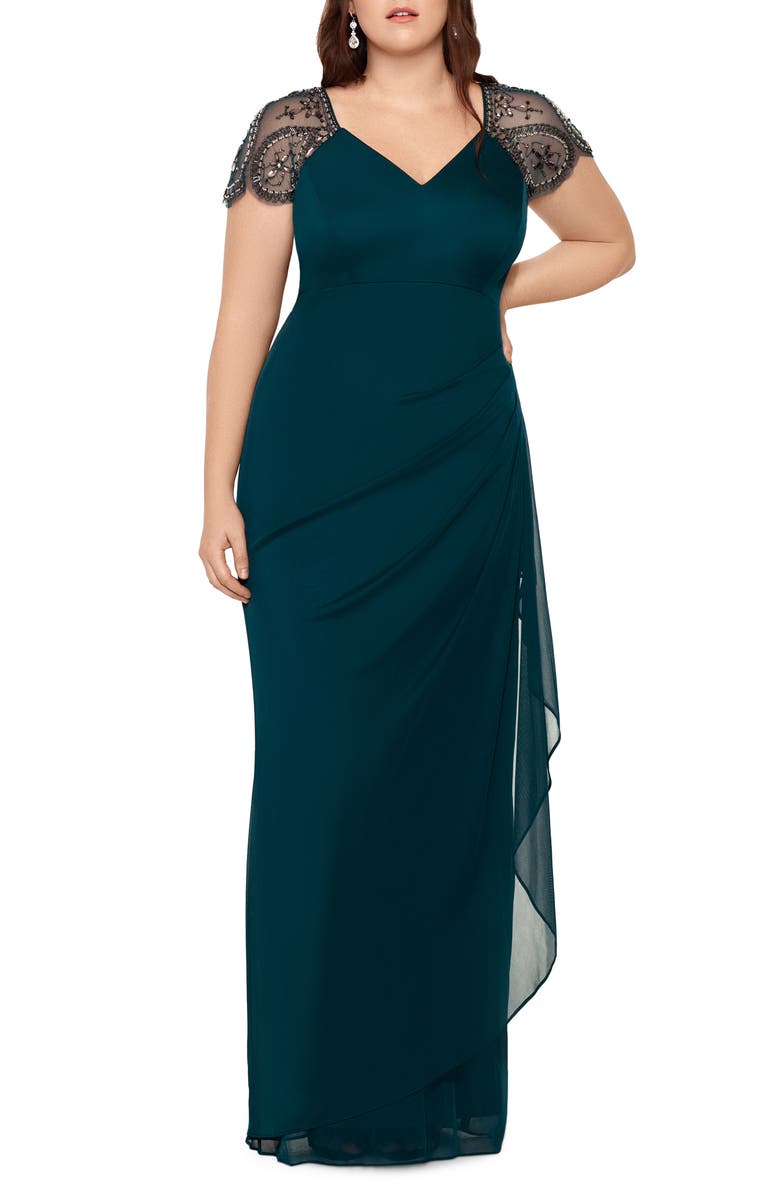 Xscape Evenings Xscape Embellished Mesh Sheath Evening Gown, Main, color, 