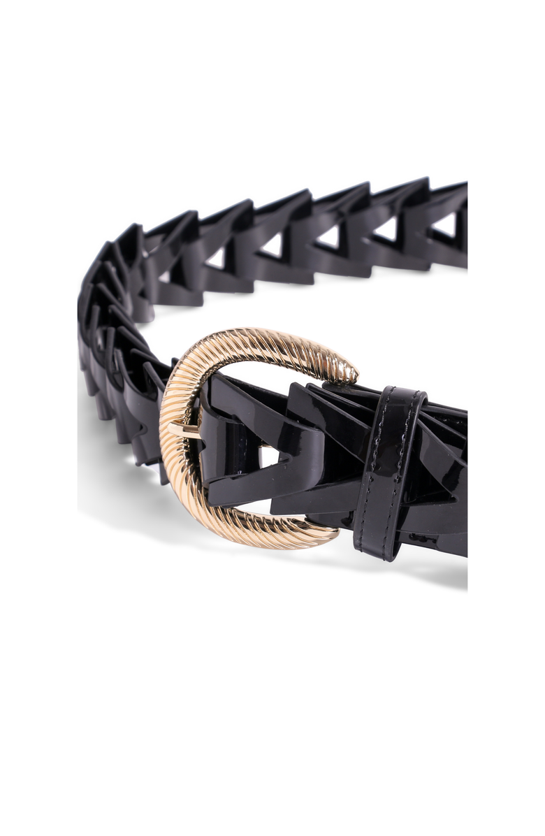 JURGI Triangle Loop Belt Patent Leather, Alternate, color, Black