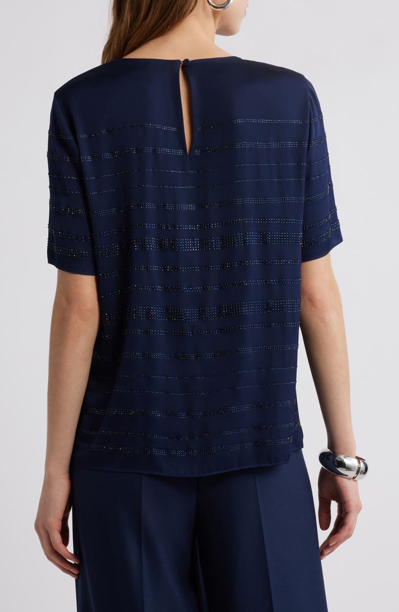 KOBI HALPERIN Rhinestone Stretch Silk Top, Alternate, color, Midnight