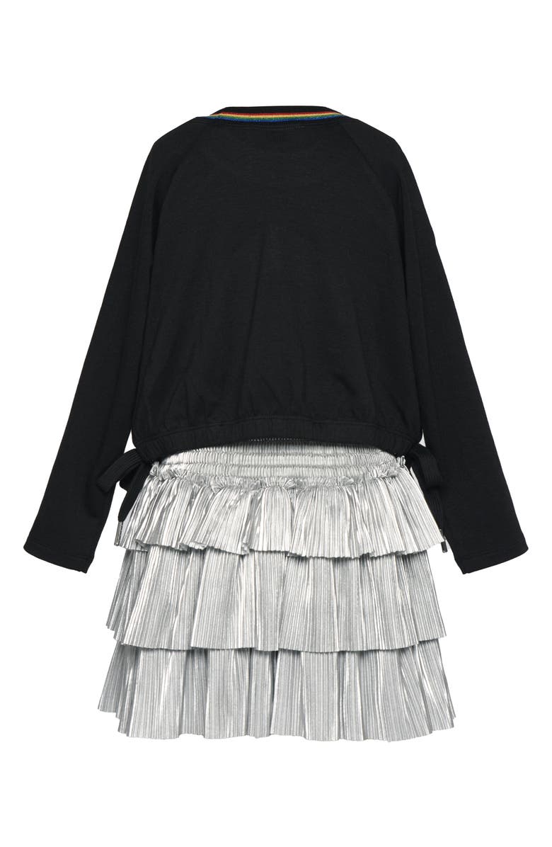 Truly Me Kids' Mixed Media Rainbow Ruffle Dress, Alternate, color, 