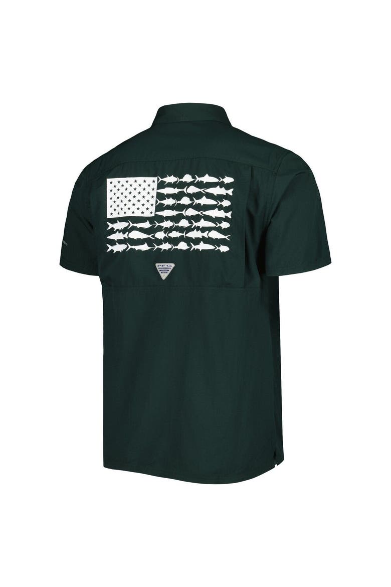Men's Columbia PFG Green Michigan State Spartans Slack Tide Camp Button-Up Shirt, Alternate, color, Green