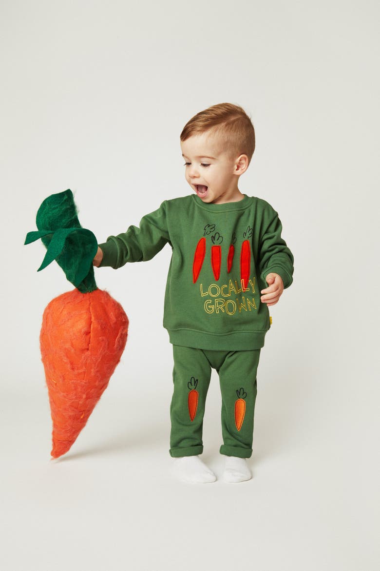 Embroidered Carrot Baby Jogger, Alternate, color, Natural