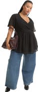 June + Vie Faux Wrap Fit-And-Flare Top