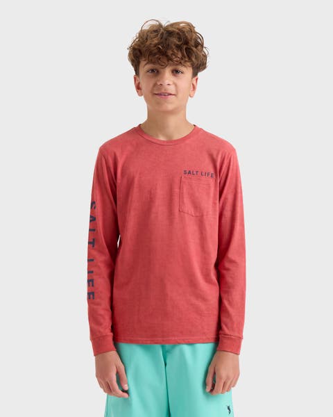 Boys Legacy Camo Badge Long Sleeve Tee