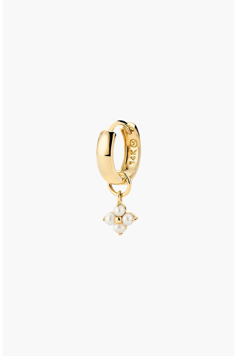Cluster Pearl Hoop Charm, Alternate, color, Yellow Gold / Pearl