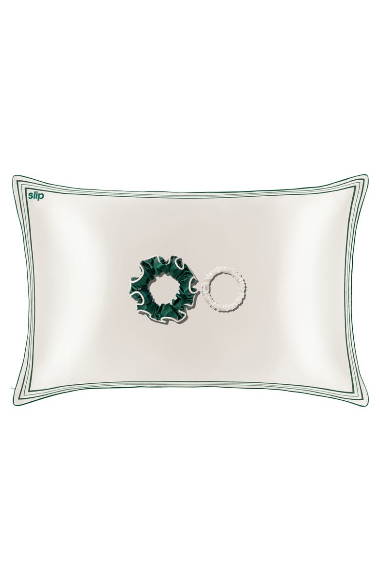 slip Game Day Pure Silk Queen Pillowcase & Scrunchie Set, Alternate, color, Game Day