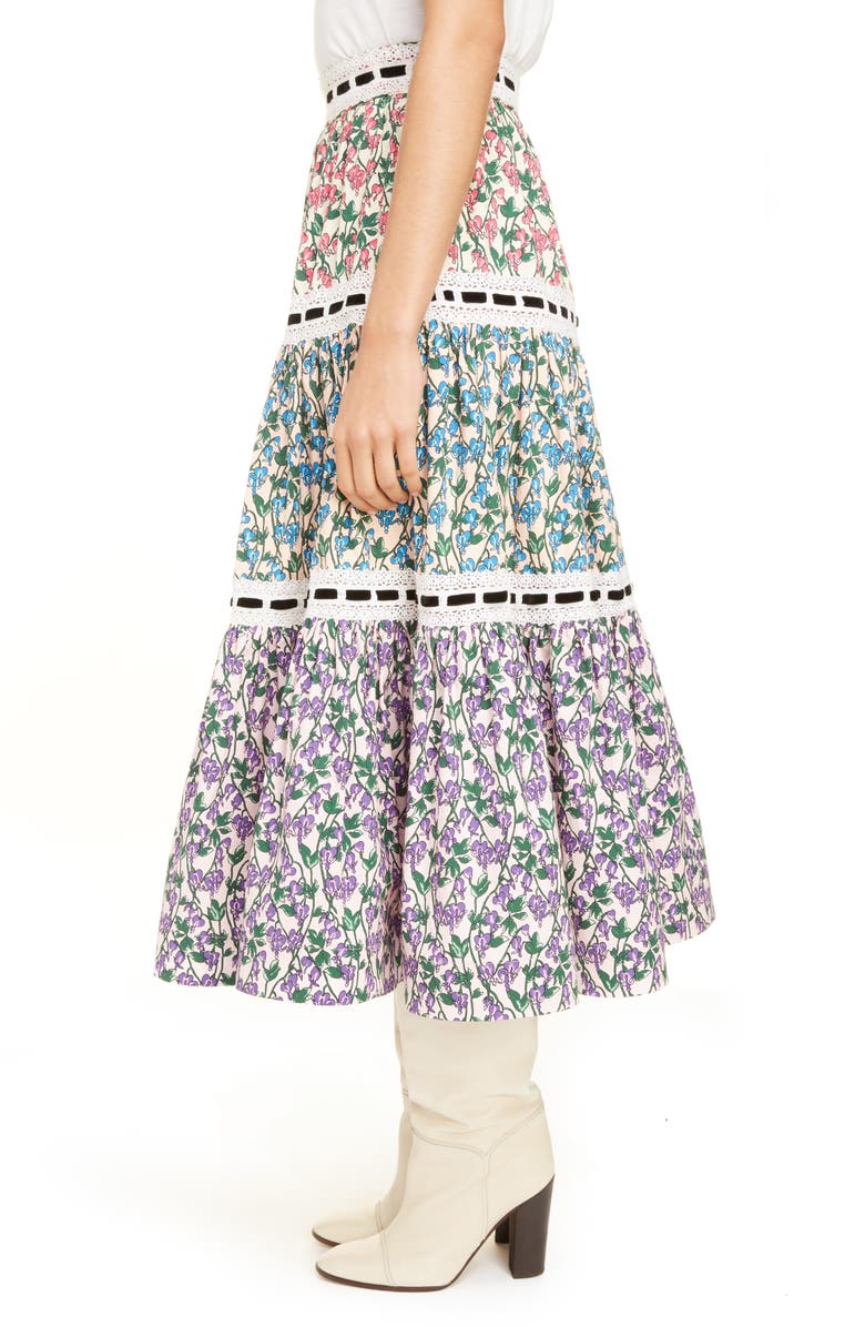 Runway Marc Jacobs MARC JACOBS Mixed Floral Tiered Prairie Skirt, Alternate, color,