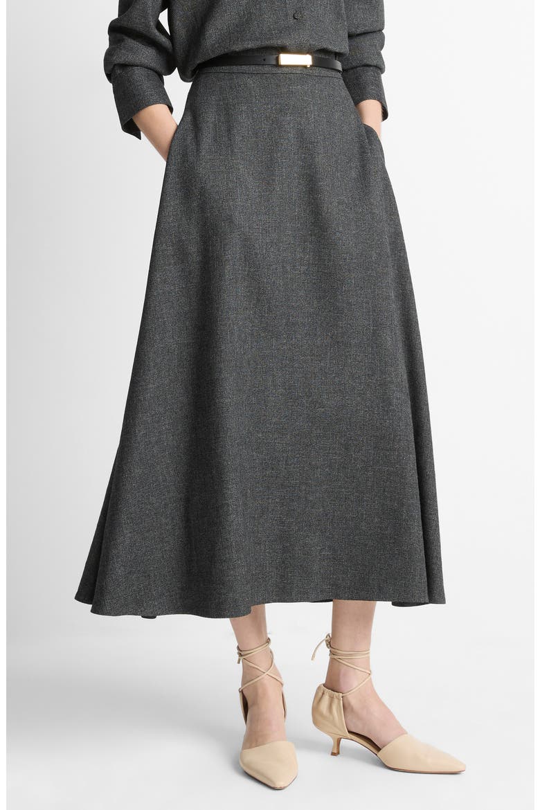 Jaspe Midi A-Line Skirt, Alternate, color, MEDIUM HEATHER GREY