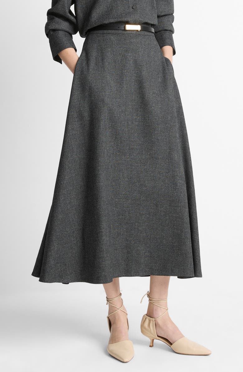 Vince Jaspe Midi A-Line Skirt, Alternate, color, Medium Heather Grey