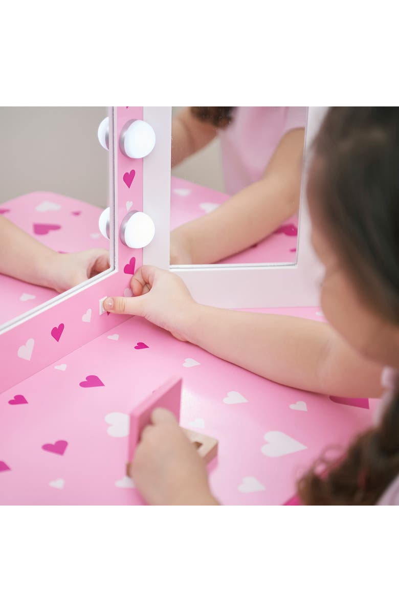 Teamson Kids Princess Gisele Sweetheart Vanity & Stool Set, Alternate, color, White/ Pink