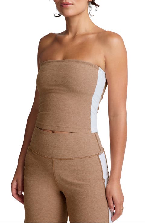 Space Dye Strapless Stripe Crop Top