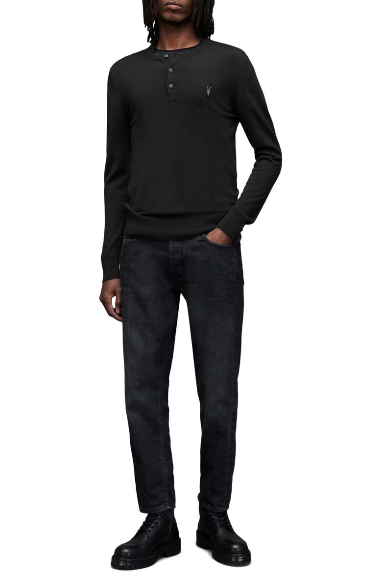 AllSaints Mode Merino Wool Henley Sweater, Alternate, color, 