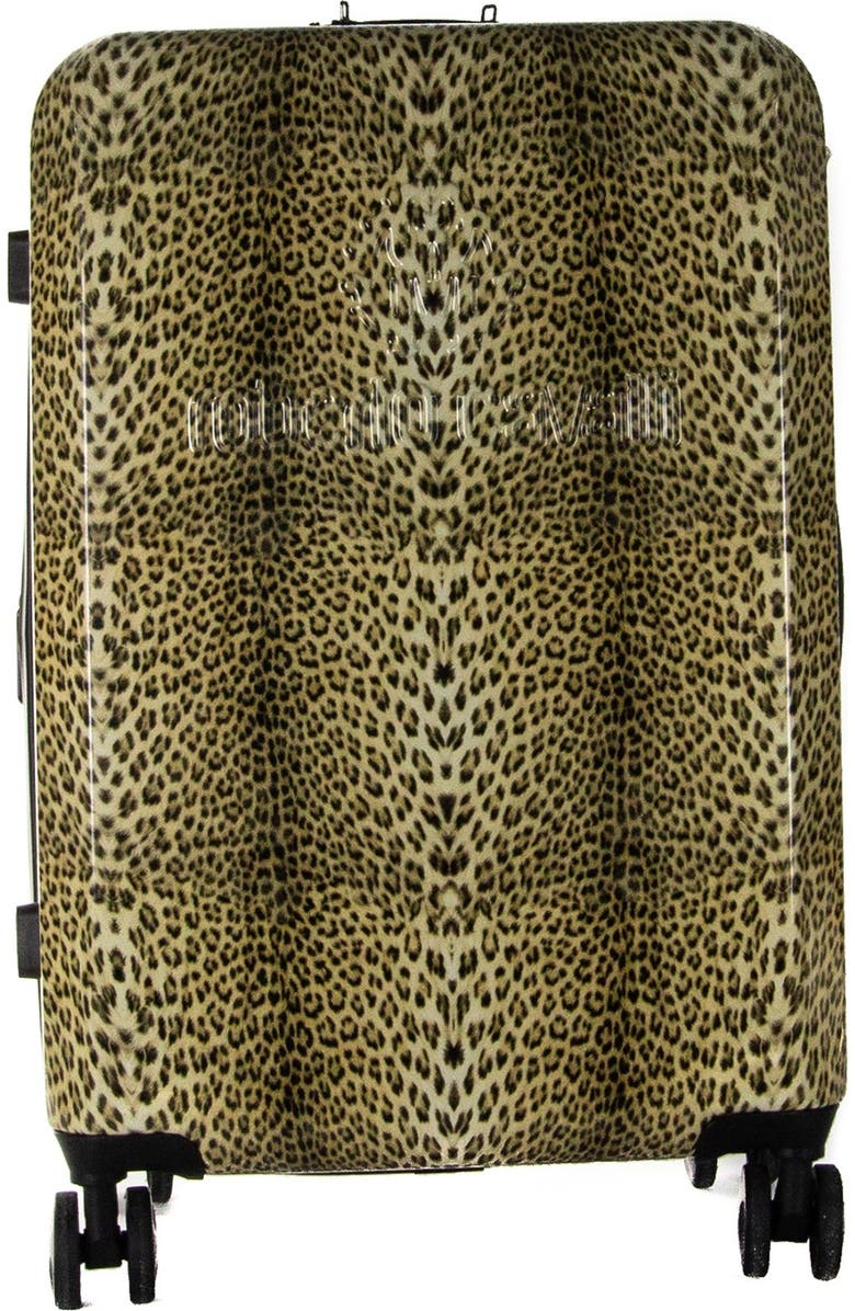 Roberto Cavalli Cheetah Print 20" Expandable Hardside Spinner Suitcase, Main, color,